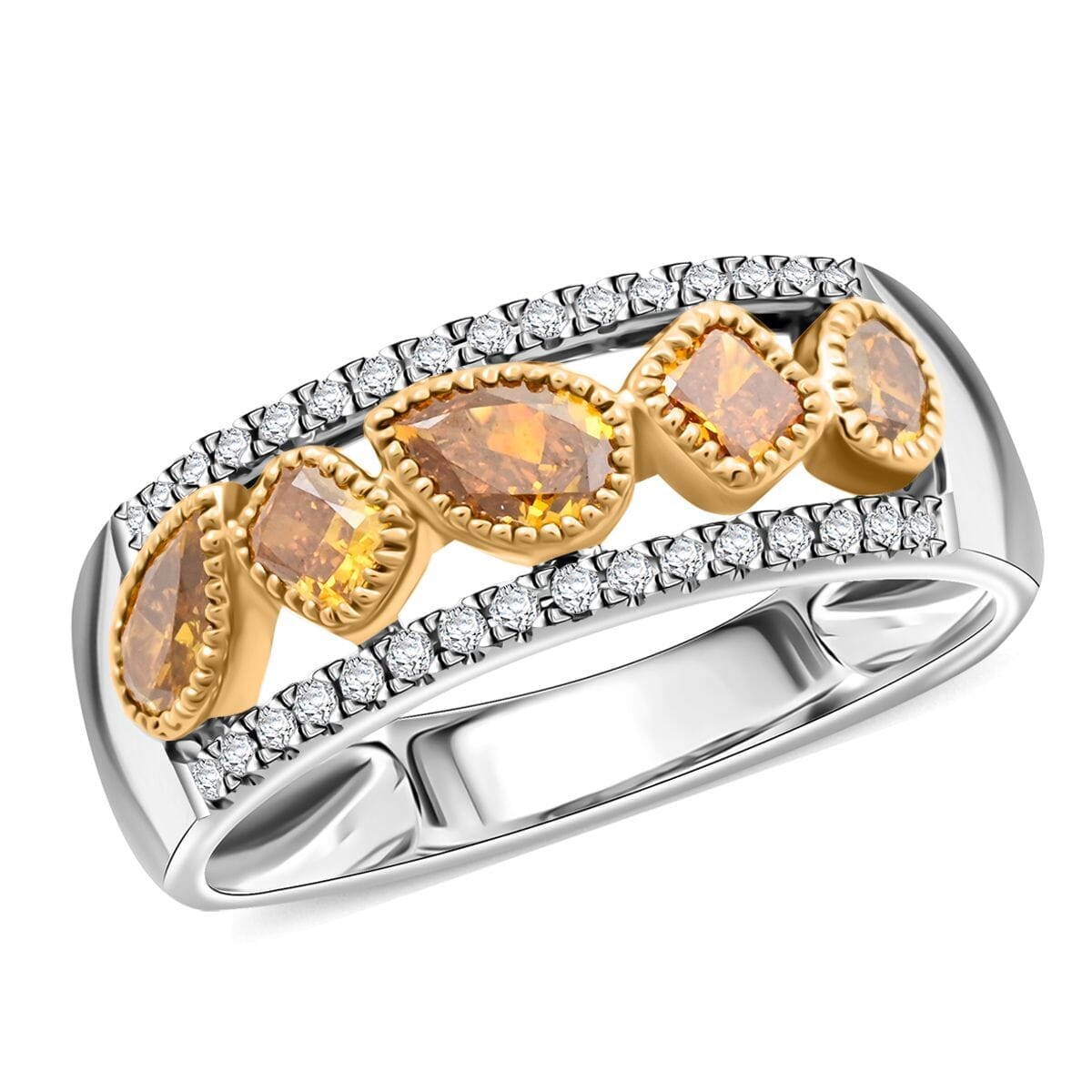 Modani Natural Orange Diamond and Diamond SI 1.00 ctw Ring in 14K White Gold (Size 5.5)  image number 0
