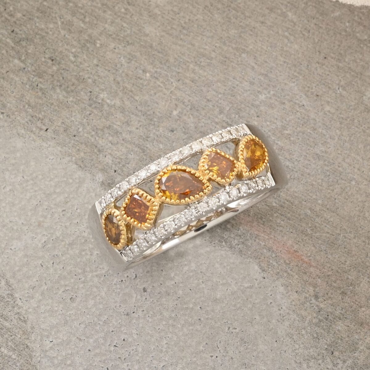 Modani Natural Orange Diamond and Diamond SI 1.00 ctw Ring in 14K White Gold (Size 5.5)  image number 1