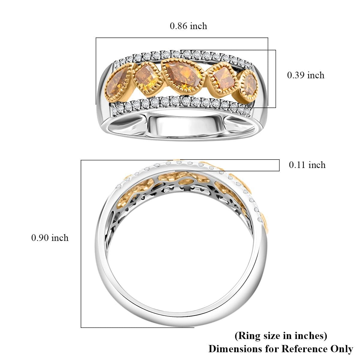 Modani Natural Orange Diamond and Diamond SI 1.00 ctw Ring in 14K White Gold (Size 5.5)  image number 4