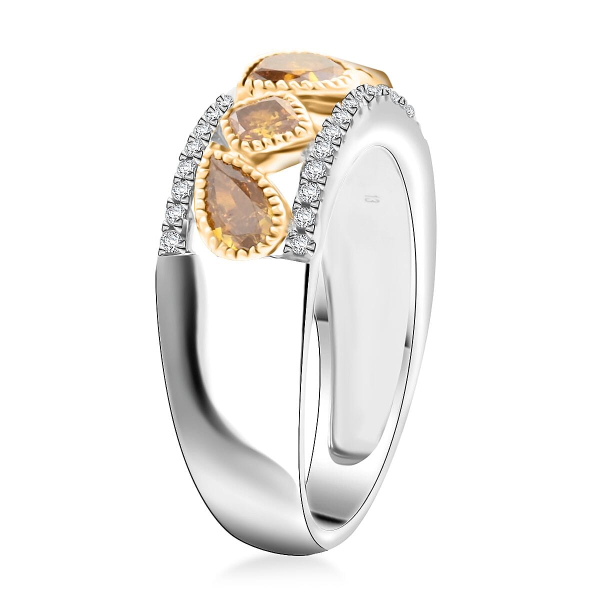Modani Natural Orange Diamond and Diamond SI 1.00 ctw Ring in 14K White Gold (Size 6.0)  image number 3