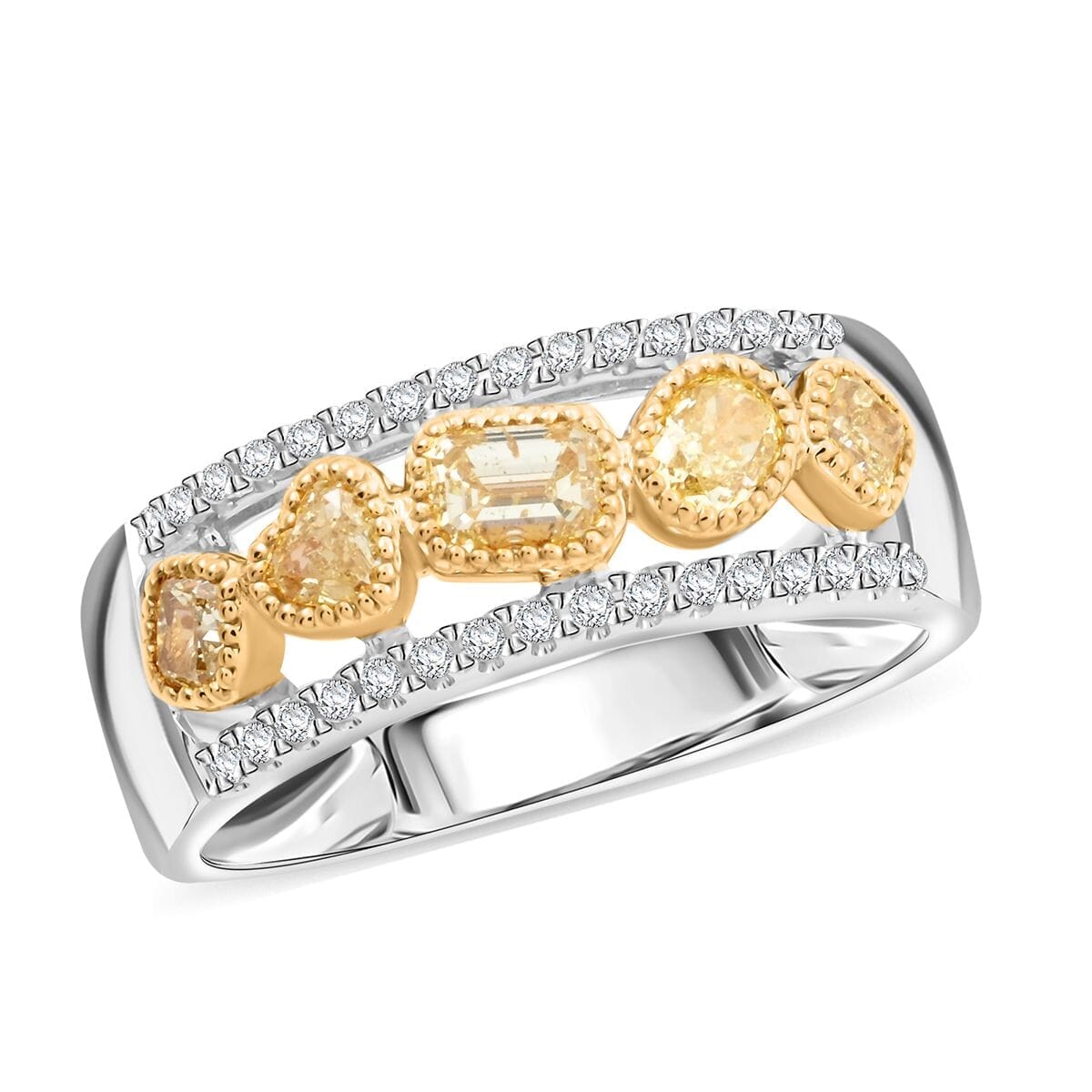 Modani 14K White & Yellow Gold Natural Yellow Diamond, Diamond (SI) Ring (Size 10.5) 1.00 ctw image number 0