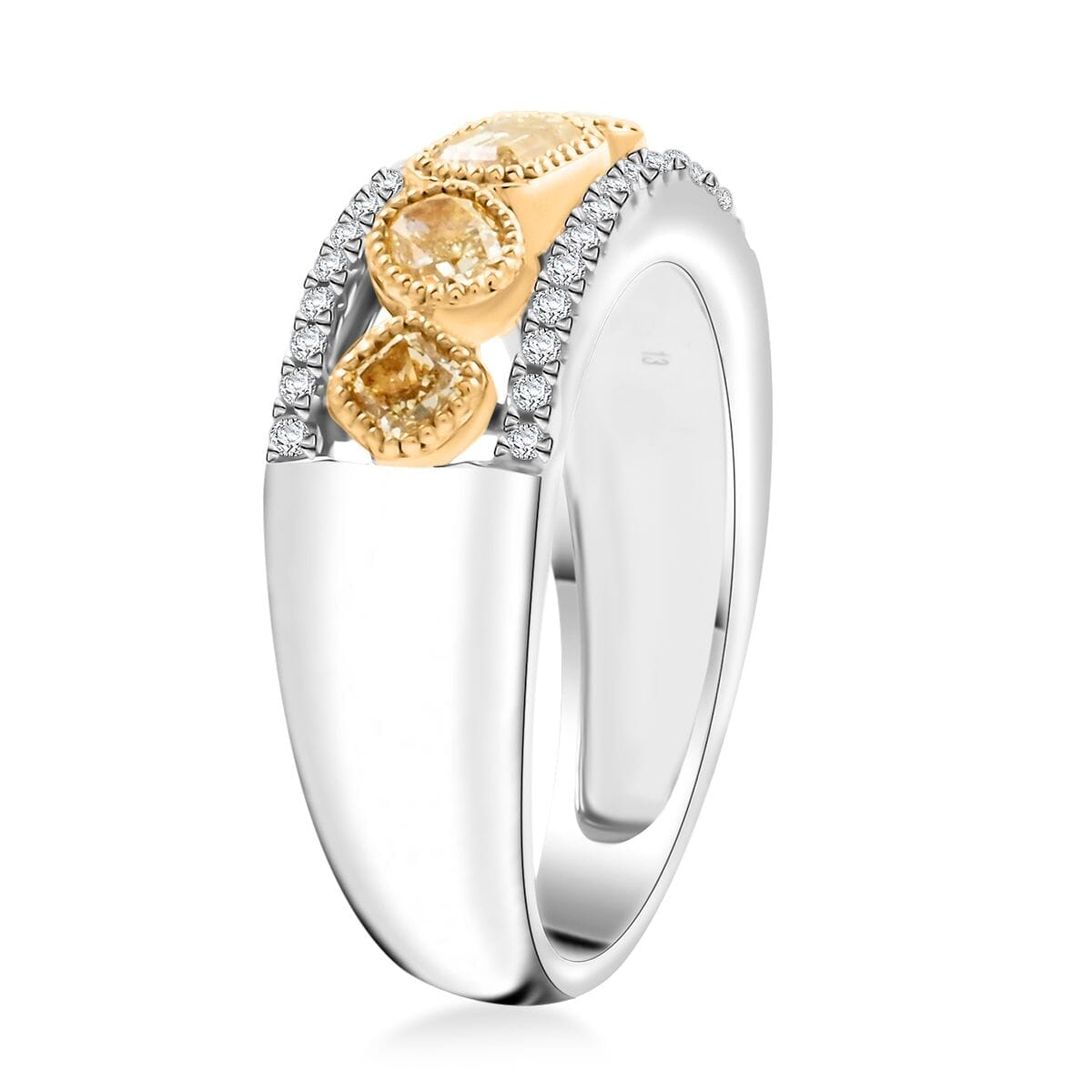 Modani 14K White & Yellow Gold Natural Yellow Diamond, Diamond (SI) Ring (Size 10.5) 1.00 ctw image number 3