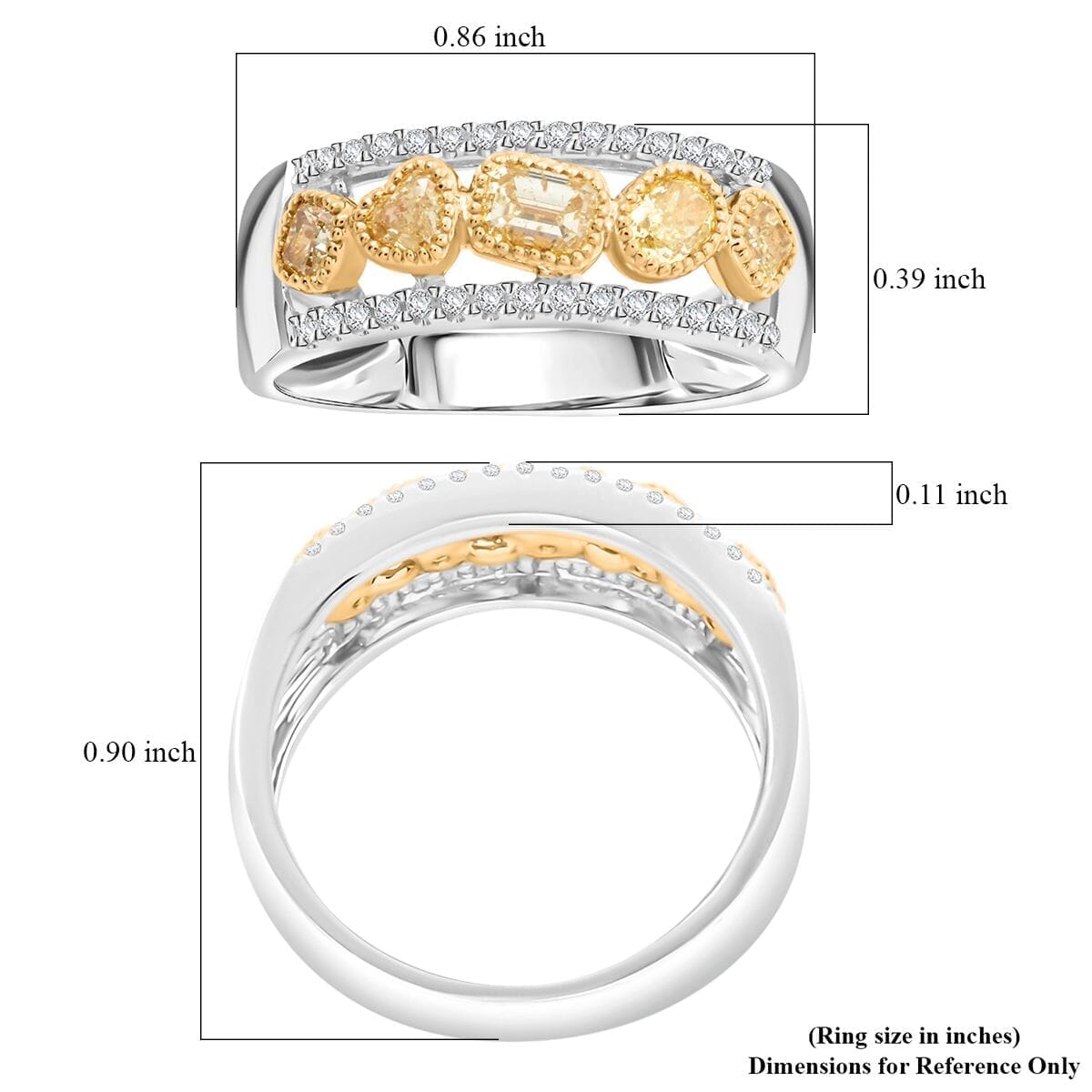 Modani 14K White & Yellow Gold Natural Yellow Diamond, Diamond (SI) Ring (Size 10.5) 1.00 ctw image number 4