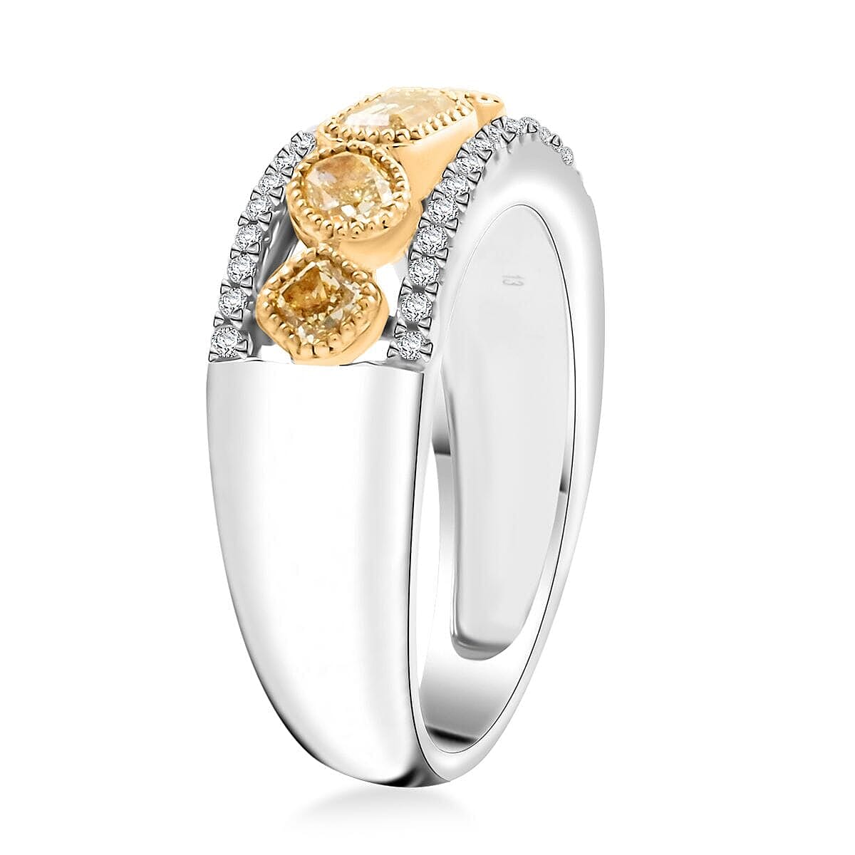 Modani 14K White & Yellow Gold Natural Yellow Diamond, Diamond (SI) Ring (Size 6.5) 1.00 ctw image number 3