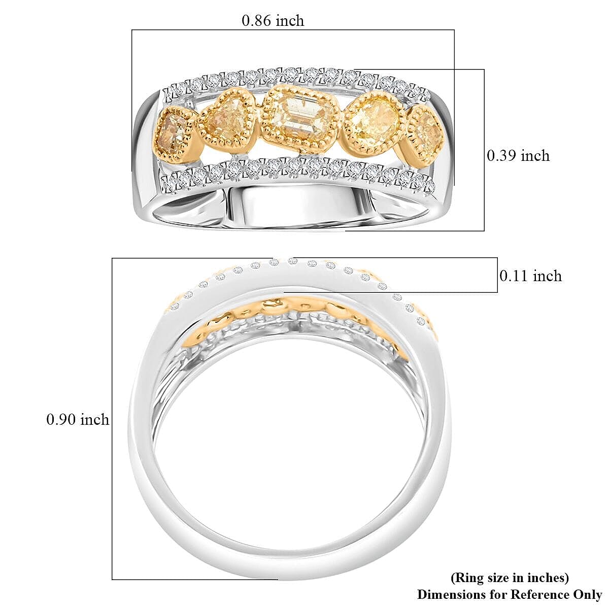 Modani 14K White & Yellow Gold Natural Yellow Diamond, Diamond (SI) Ring (Size 6.5) 1.00 ctw image number 4