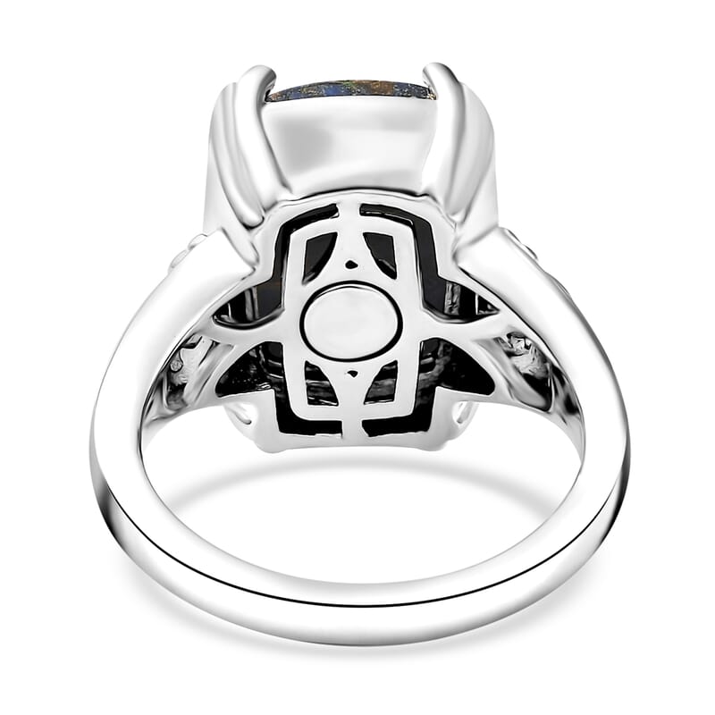 Matrix Lapis Lazuli 7.50 ctw Solitaire Ring in Platinum Over Copper with Magnet (Size 10.0)