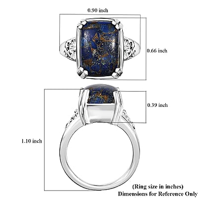 Matrix Lapis Lazuli 7.50 ctw Solitaire Ring in Platinum Over Copper with Magnet (Size 10.0)