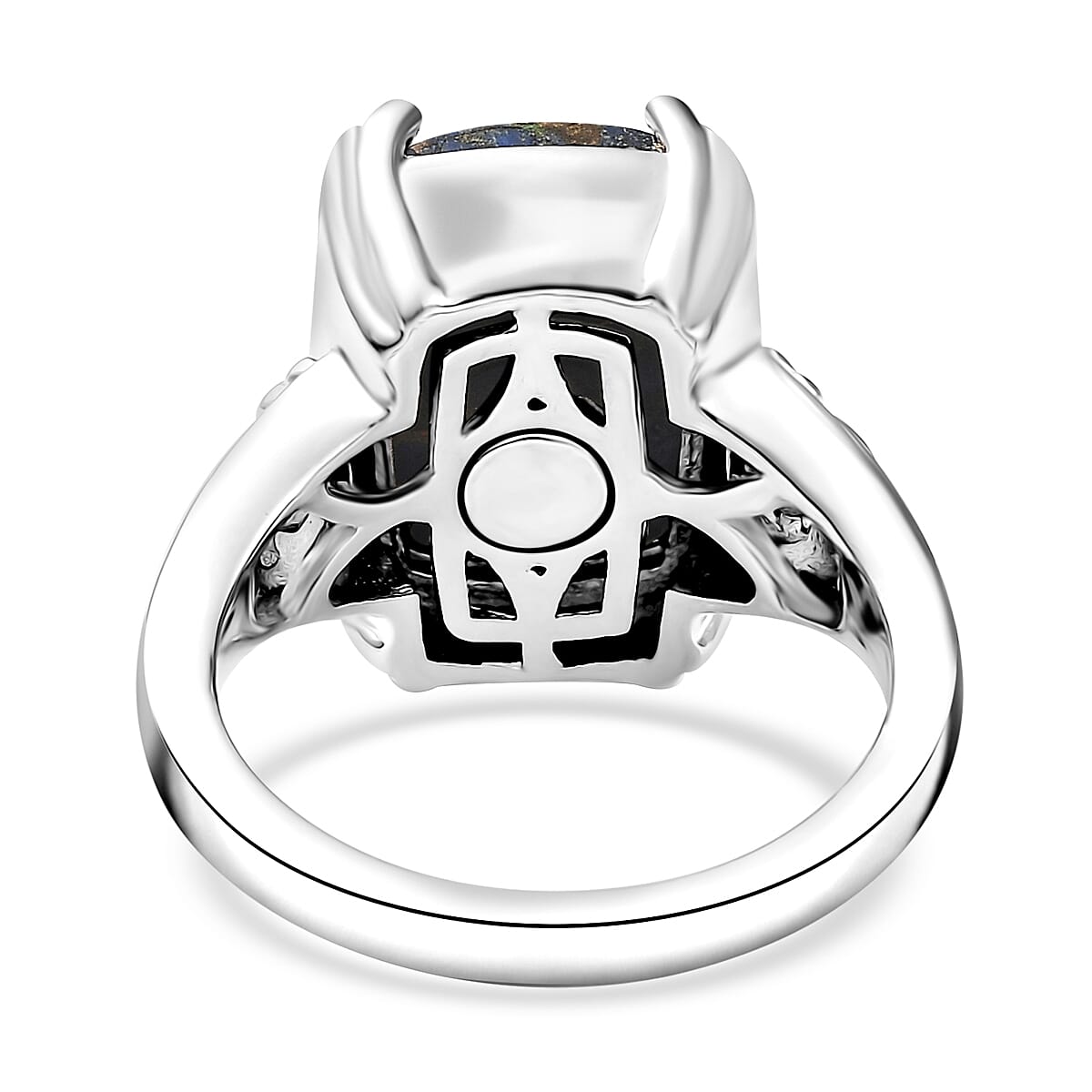 Matrix Lapis Lazuli 7.50 ctw Solitaire Ring in Platinum Over Copper with Magnet (Size 8.0) image number 4