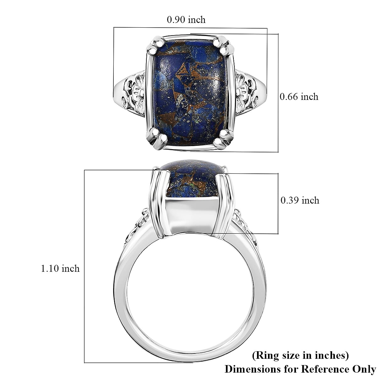 Matrix Lapis Lazuli 7.50 ctw Solitaire Ring in Platinum Over Copper with Magnet (Size 8.0) image number 5