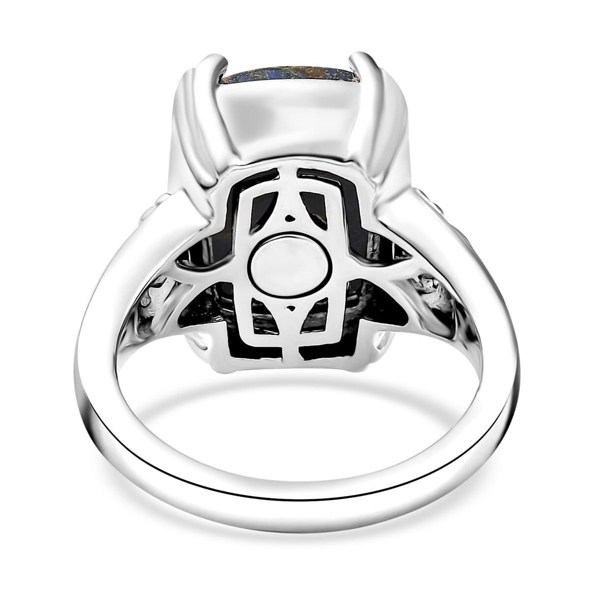 Matrix Lapis Lazuli 7.50 ctw Solitaire Ring in Platinum Over Copper with Magnet (Size 9.0) image number 4
