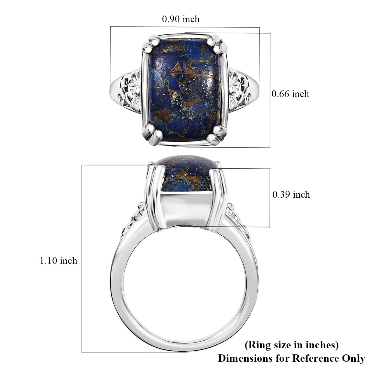 Matrix Lapis Lazuli 7.50 ctw Solitaire Ring in Platinum Over Copper with Magnet (Size 9.0) image number 5