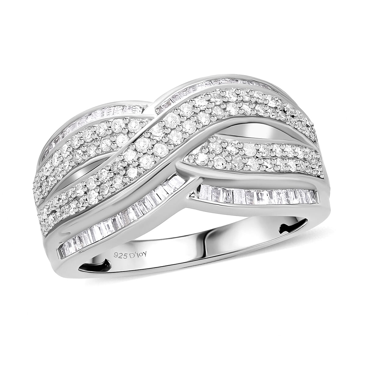 D'Joy Diamond 1.00 ctw Infinity Ring in Platinum Over Sterling Silver (Size 10.0) image number 0