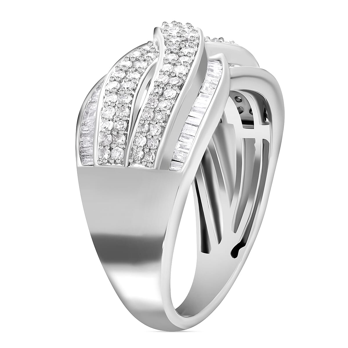 D'Joy Diamond 1.00 ctw Infinity Ring in Platinum Over Sterling Silver (Size 10.0) image number 3