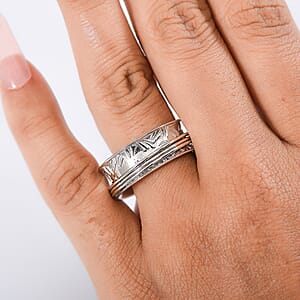 D'Joy Band Ring in Platinum Over Sterling Silver (Size 10.0) (6.55 Grams)