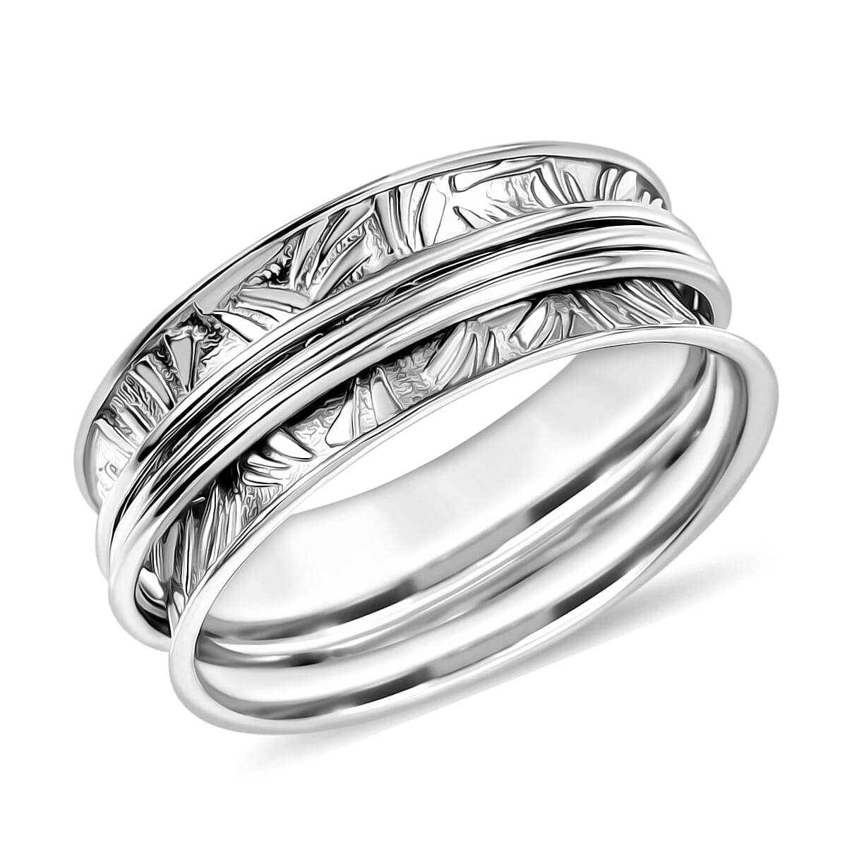 Platinum Over Sterling Silver Band Ring (Size 10.0) (5.75 g)
