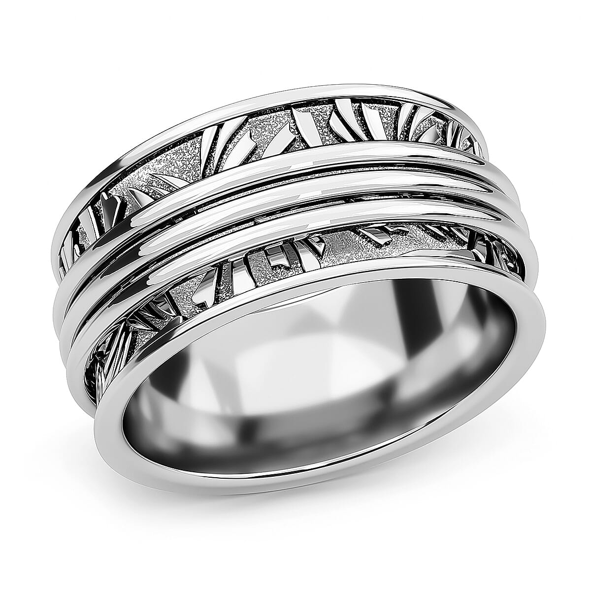 Platinum Over Sterling Silver Band Ring (Size 10.0) (5.75 g)