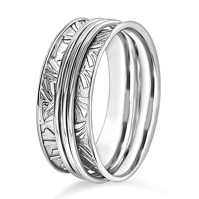 Platinum Over Sterling Silver Band Ring (Size 10.0) (5.75 g)