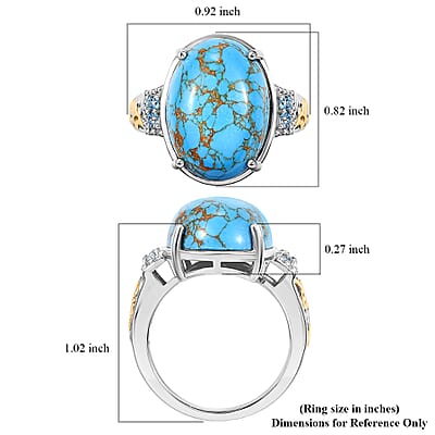Karis Mojave Blue Turquoise and Signity Blue Topaz 10.30 ctw Ring in 18K YG Plated and Platinum Bond (Size 10.0)