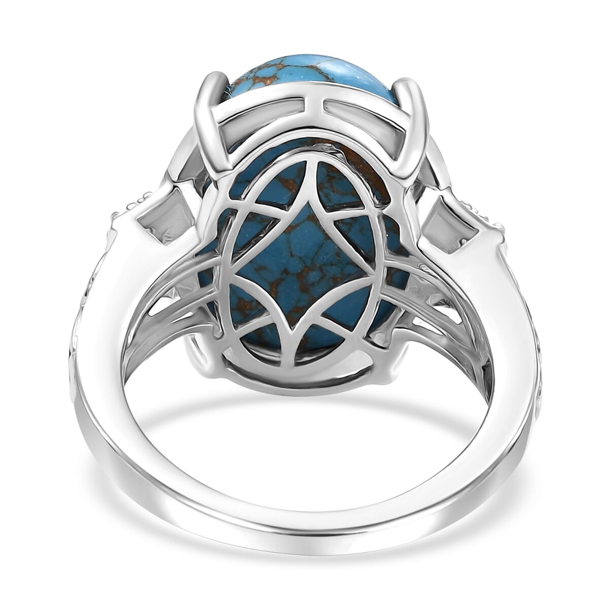 Karis Mojave Blue Turquoise and Signity Blue Topaz 10.30 ctw Ring in 18K YG Plated and Platinum Bond (Size 9.0) image number 4