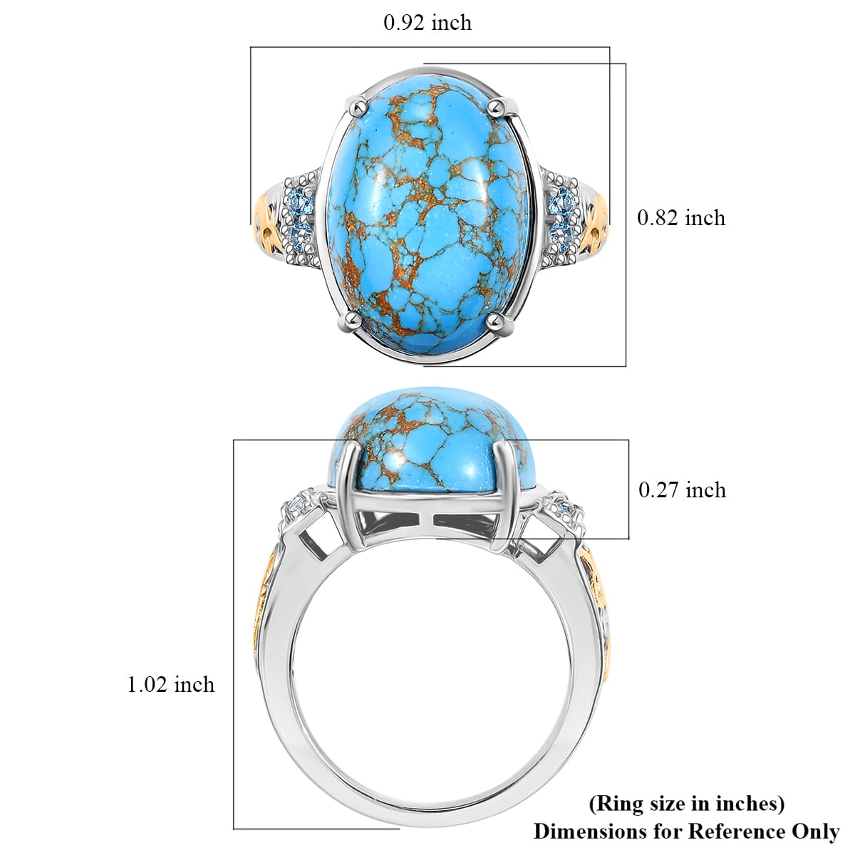Karis Mojave Blue Turquoise and Signity Blue Topaz 10.30 ctw Ring in 18K YG Plated and Platinum Bond (Size 9.0) image number 5