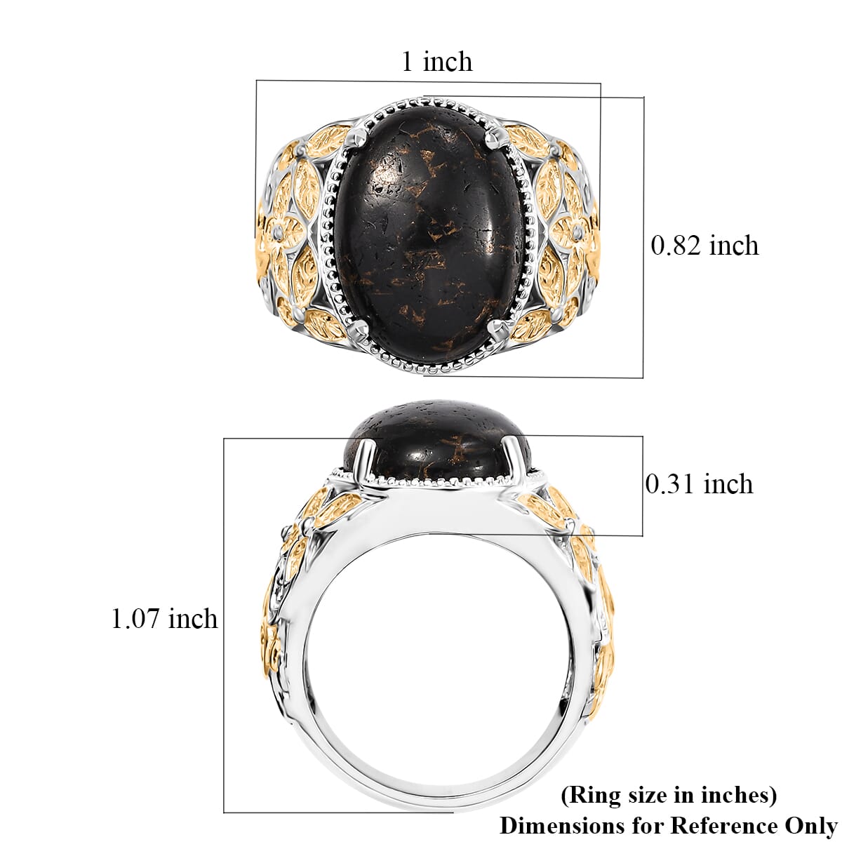 Matrix Silver Shungite 8.65 ctw Solitaire Ring in 14K YG Over and Platinum Over Copper with Magnet (Size 5.0) image number 5