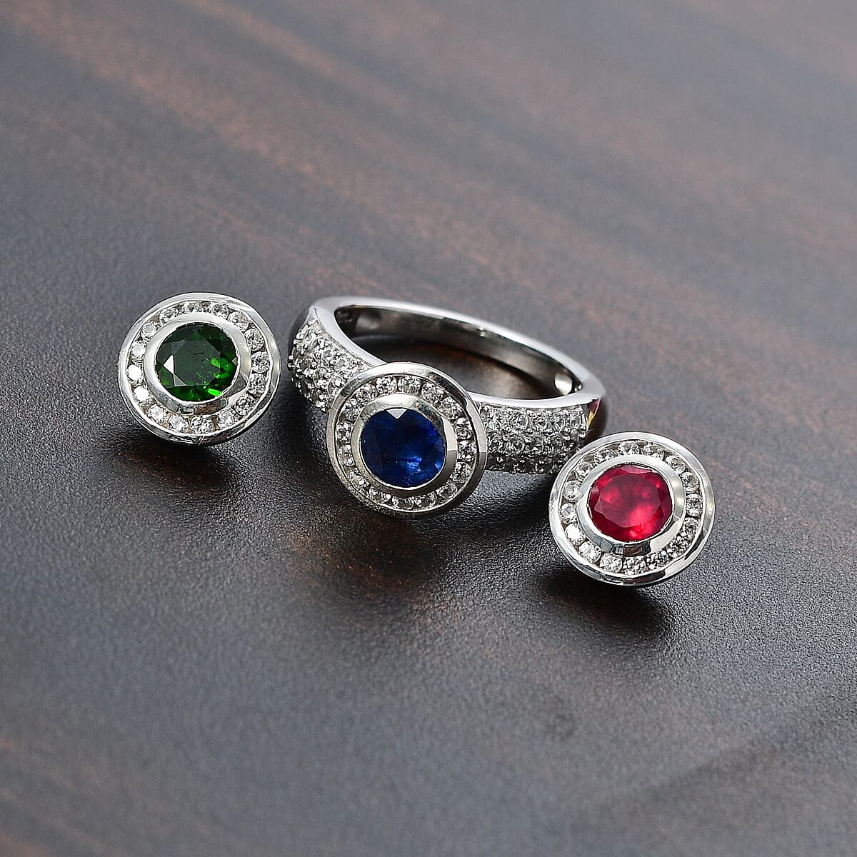 Niassa Ruby (FF) and White Zircon 5.00 ctw Ring in Rhodium Over Sterling Silver (Size 8.0) (9.29 g) image number 1