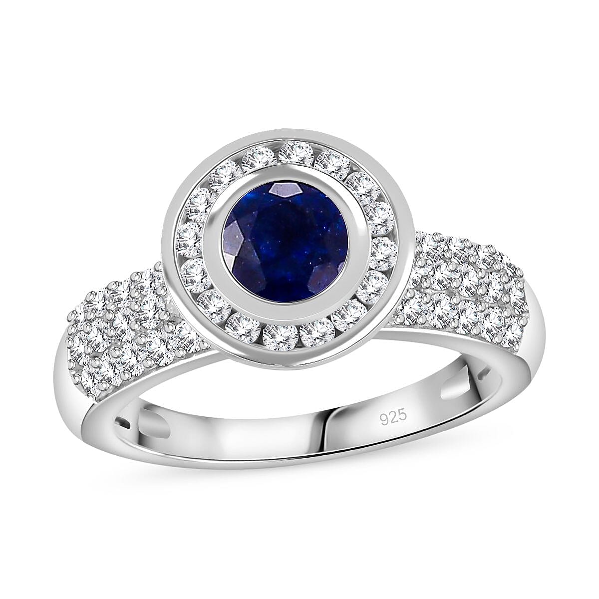 Niassa Ruby (FF) and White Zircon 5.00 ctw Ring in Rhodium Over Sterling Silver (Size 8.0) (9.29 g) image number 3
