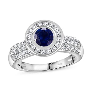 Niassa Ruby (FF) and White Zircon 5.00 ctw Ring in Rhodium Over Sterling Silver (Size 8.0) (9.29 g)