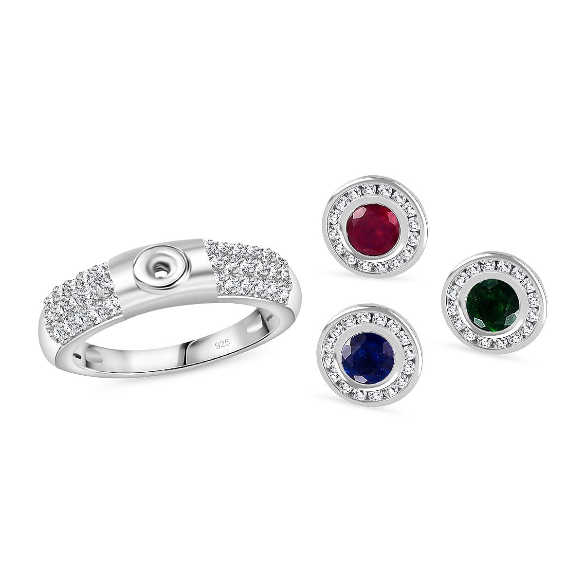 Niassa Ruby (FF) and White Zircon 5.00 ctw Ring in Rhodium Over Sterling Silver (Size 8.0) (9.29 g) image number 4