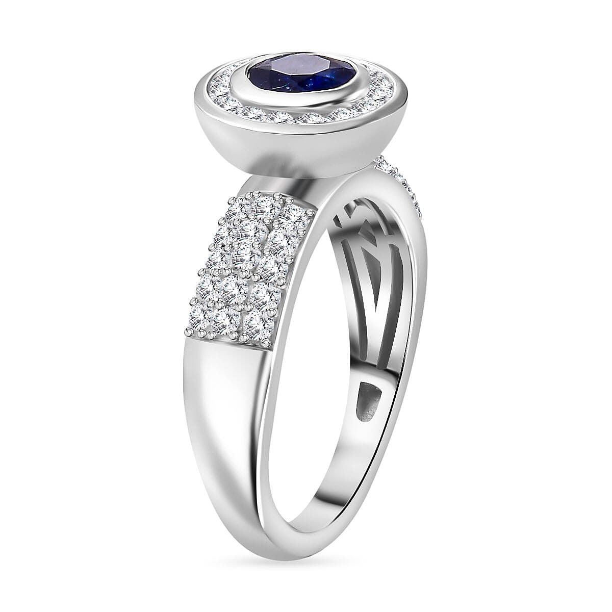Niassa Ruby (FF) and White Zircon 5.00 ctw Ring in Rhodium Over Sterling Silver (Size 8.0) (9.29 g) image number 5