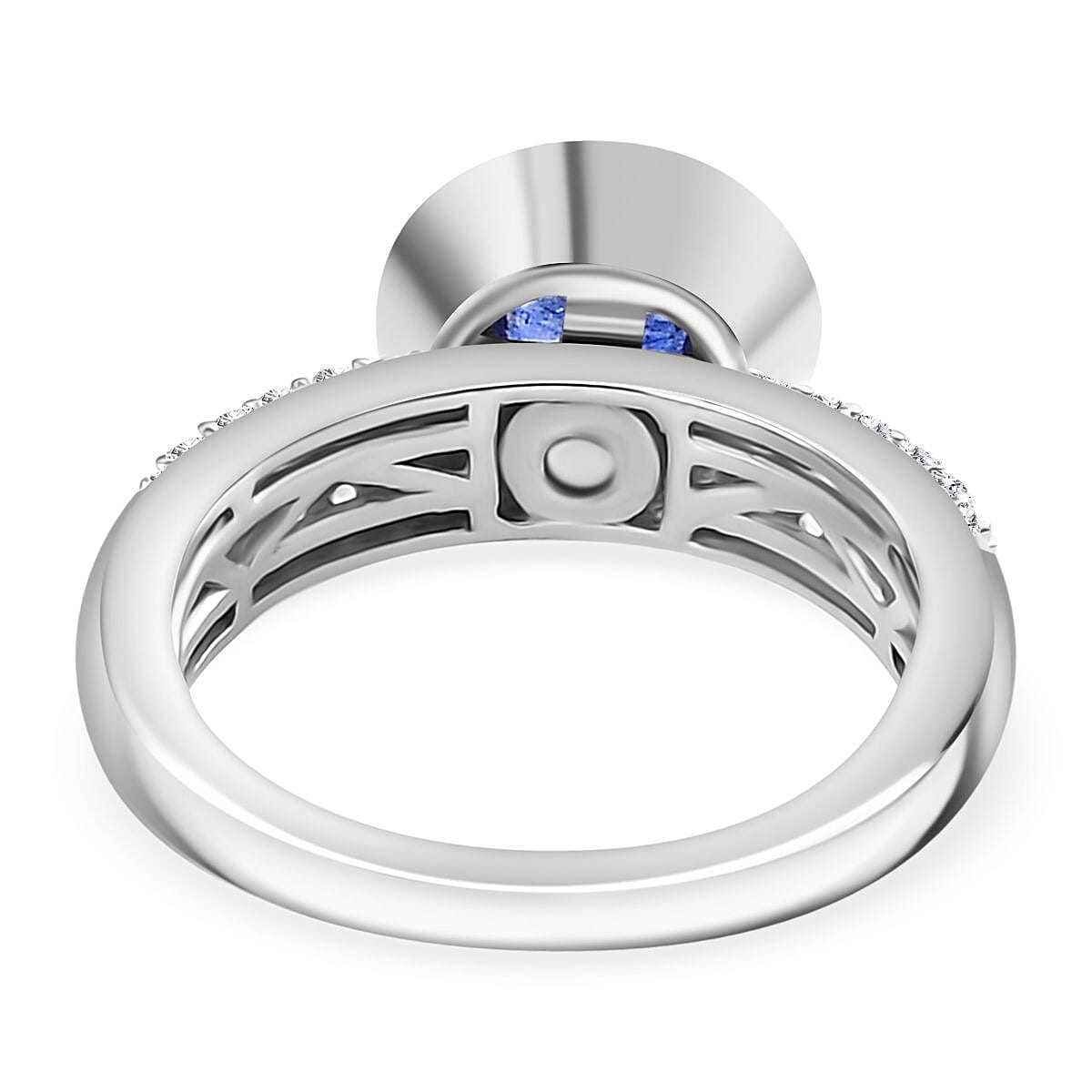 Niassa Ruby (FF) and White Zircon 5.00 ctw Ring in Rhodium Over Sterling Silver (Size 8.0) (9.29 g) image number 6