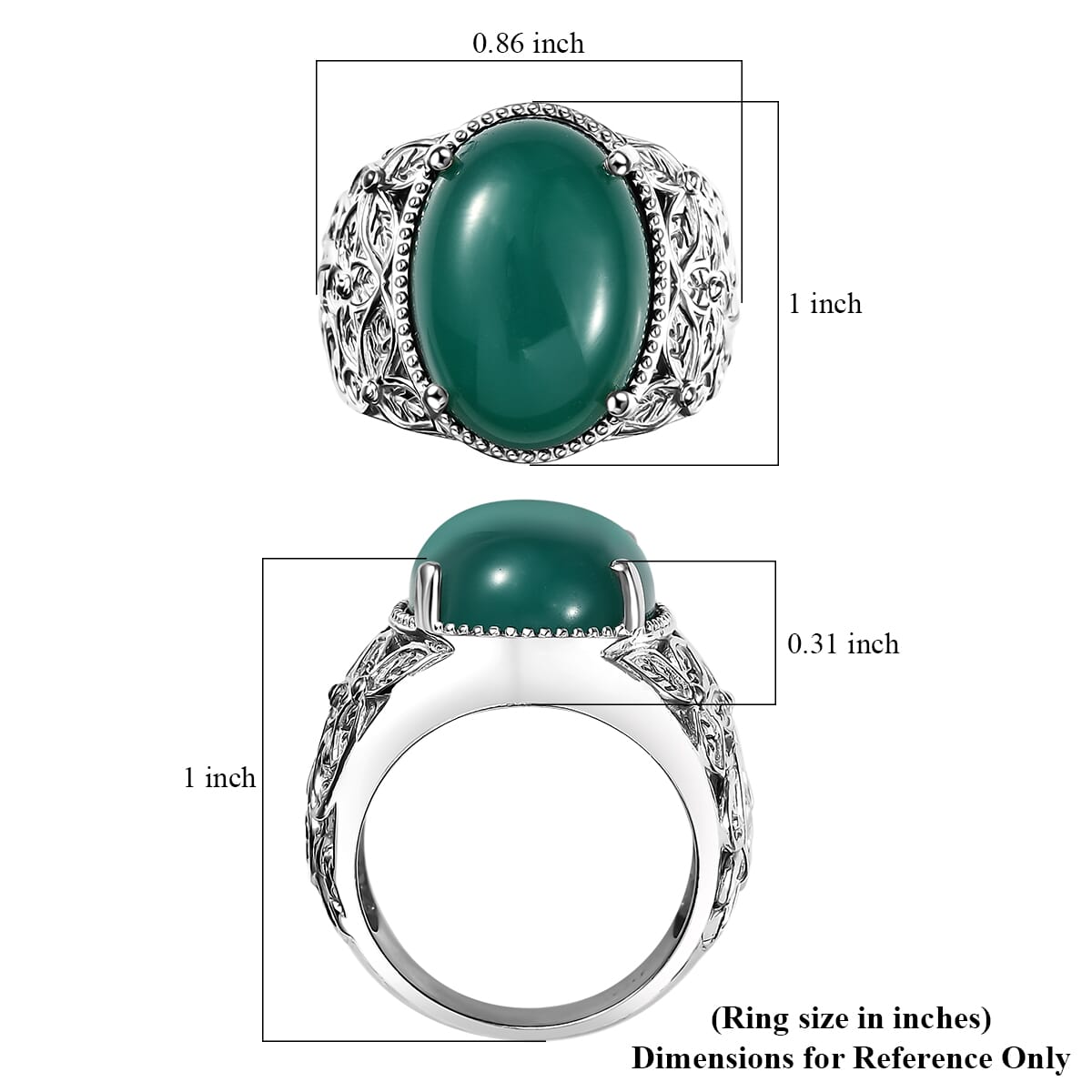 Green Onyx 9.20 ctw Solitaire Ring in 14K YG Over and Platinum Over Copper with Magnet (Size 7.0) image number 5