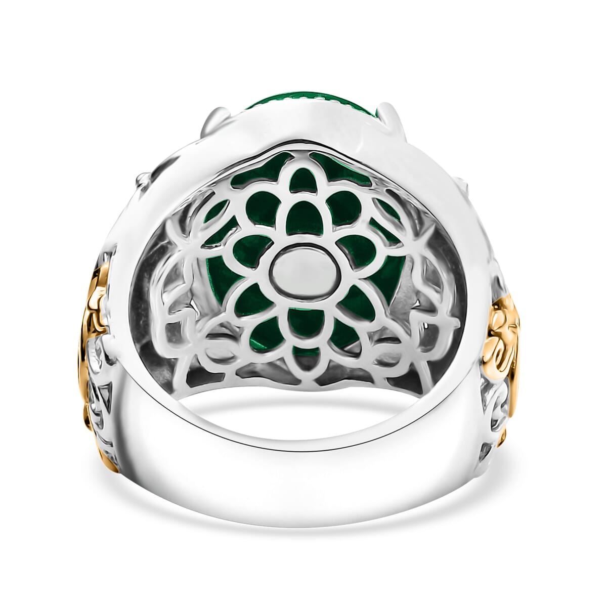 Green Onyx 9.20 ctw Solitaire Ring in 14K YG Over and Platinum Over Copper with Magnet (Size 9.0) image number 4