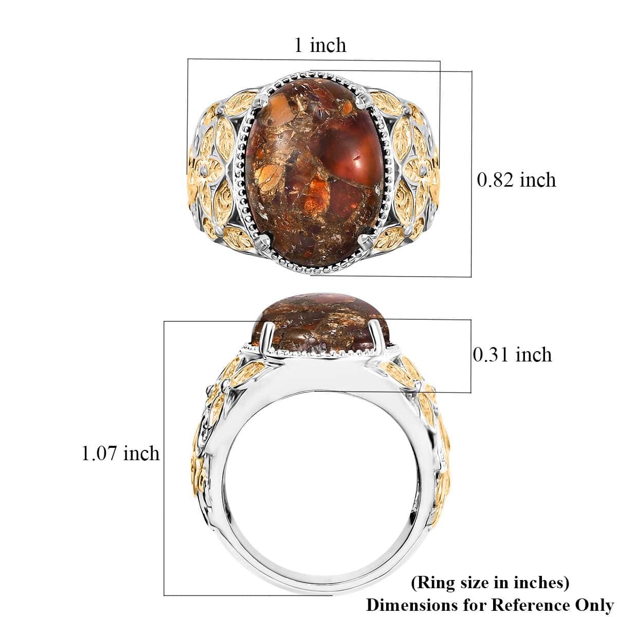 Matrix Fire Opal 10.25 ctw Solitaire Ring in 14K YG Over and Platinum Over Copper with Magnet (Size 8.0) image number 5