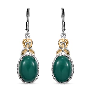 Green Onyx 12.10 ctw Earrings in 14K YG and Platinum Over Copper with Magnet