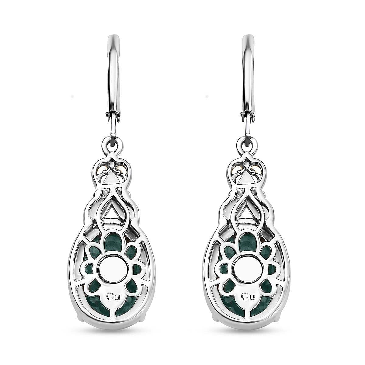 Green Onyx 12.10 ctw Earrings in 14K YG and Platinum Over Copper with Magnet image number 3