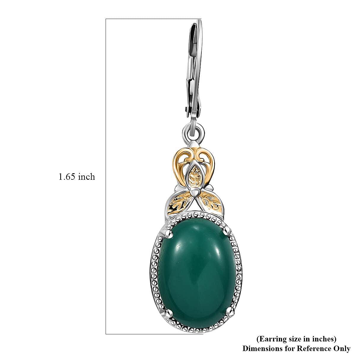 Green Onyx 12.10 ctw Earrings in 14K YG and Platinum Over Copper with Magnet image number 4