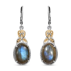 Malagasy Labradorite 13.25 ctw Earrings in 14K YG and Platinum Over Copper with Magnet