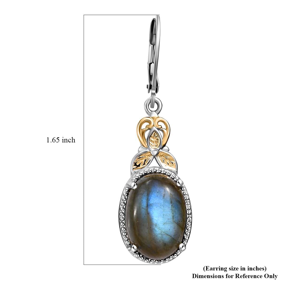 Malagasy Labradorite 13.25 ctw Earrings in 14K YG and Platinum Over Copper with Magnet image number 4
