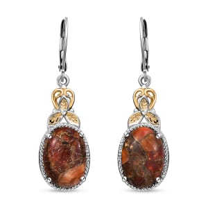 Matrix Fire Opal 10.50 ctw Earrings in 14K YG and Platinum Over Copper with Magnet