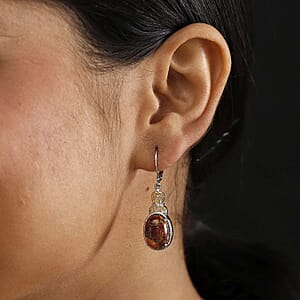 Matrix Fire Opal 10.50 ctw Earrings in 14K YG and Platinum Over Copper with Magnet