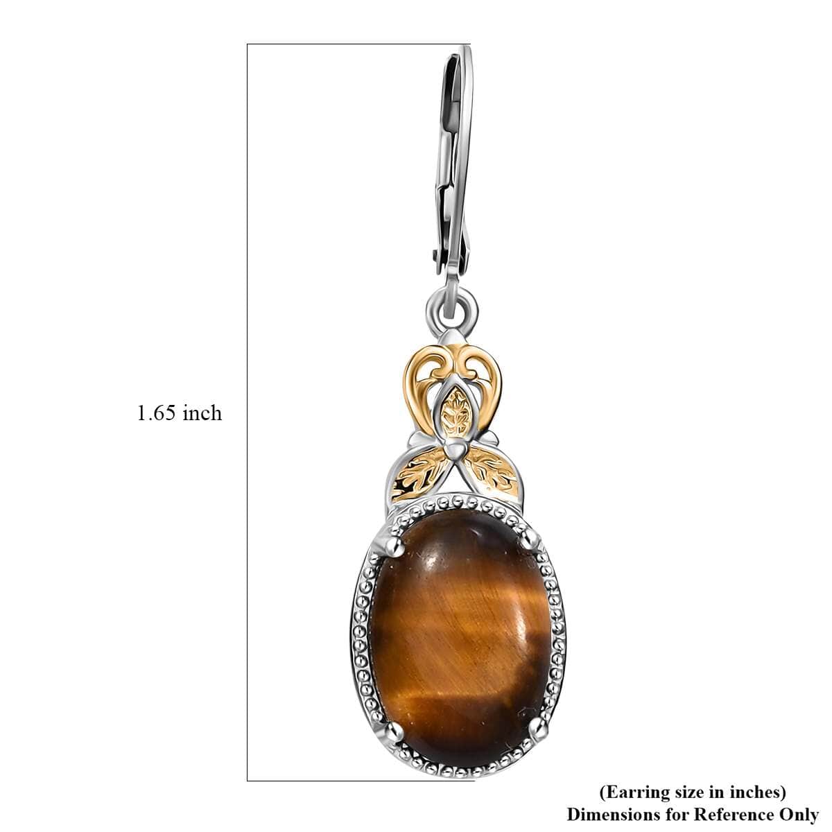 Tigers Eye 13.35 ctw Earrings in 14K YG and Platinum Over Copper with Magnet image number 4