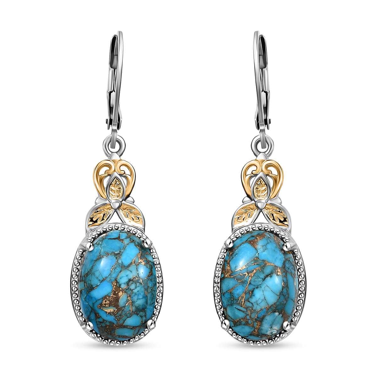 Chestnut Brine Turquoise 12.75 ctw Earrings in 14K YG and Platinum Over Copper with Magnet image number 0