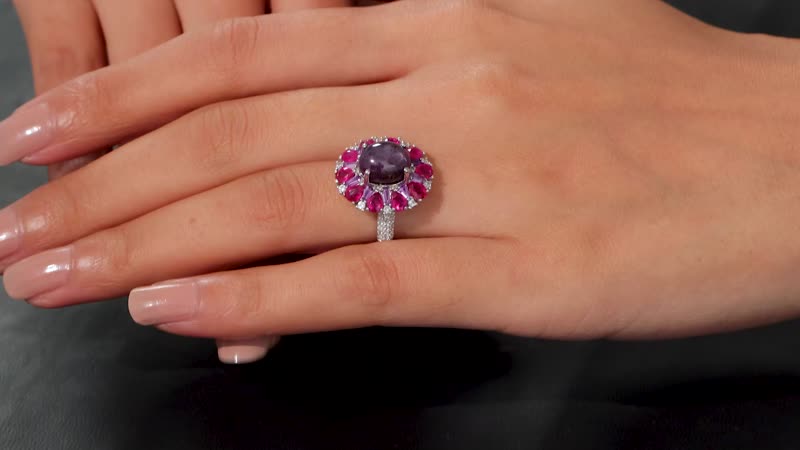 Doorbuster Indian Star Ruby, Multi Gemstone Ring in Rhodium Over Sterling Silver (Size 7.0) 8.60 ctw