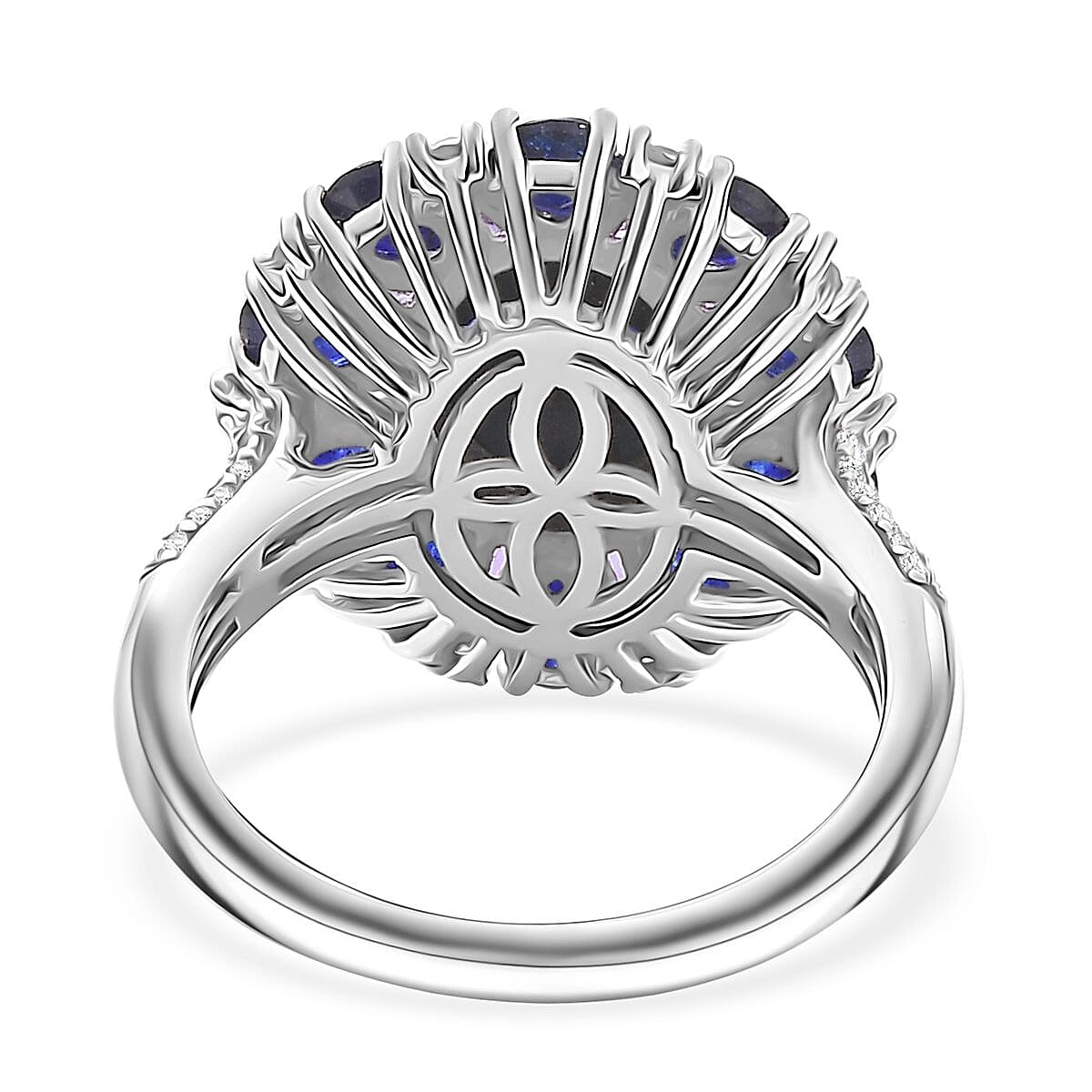 D'Joy Premium Blue Star Sapphire (DF) and White Zircon 8.10 ctw Starlight Ring in Rhodium Over Sterling Silver (Size 7.0) image number 4