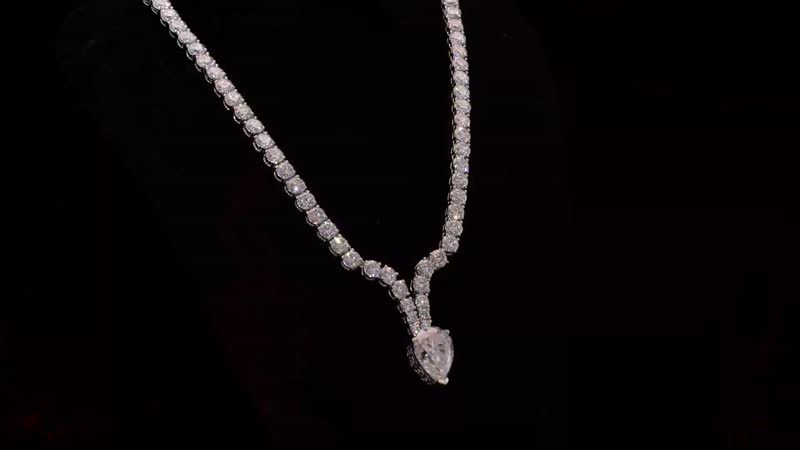 D'Joy Moissanite 50.50 ctw Necklace in Rhodium Over Sterling Silver 18 Inches