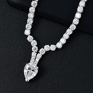 D'Joy Moissanite 50.50 ctw Necklace in Rhodium Over Sterling Silver 18 Inches