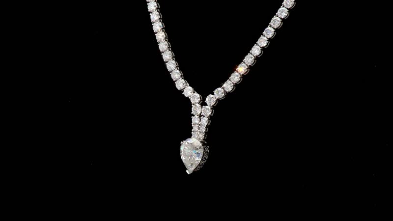 D'Joy Moissanite 50.50 ctw Necklace in Rhodium Over Sterling Silver 18 Inches