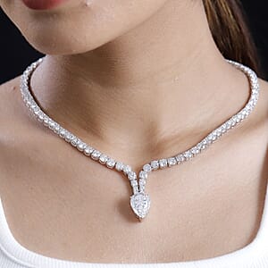 D'Joy Moissanite 50.50 ctw Necklace in Rhodium Over Sterling Silver 18 Inches