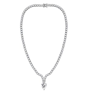 D'Joy Moissanite 50.50 ctw Necklace in Rhodium Over Sterling Silver 18 Inches